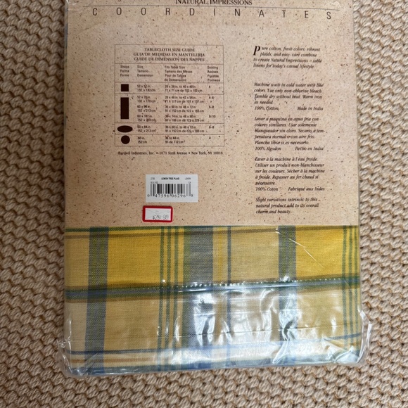 NET🤩NATURAL IMPRESSIONS LEMON TREE PLAID PATTERN OBLONG TABLECLOTH 60” x 102” - Picture 2 of 3